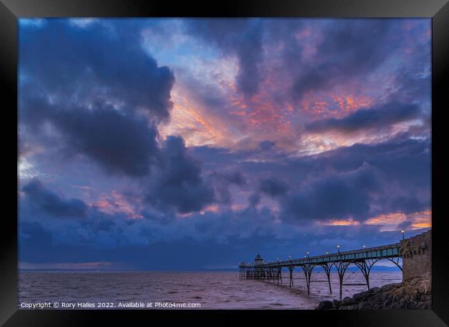 Stormy weather of Clevedon Pier Framed Print by Rory Hailes