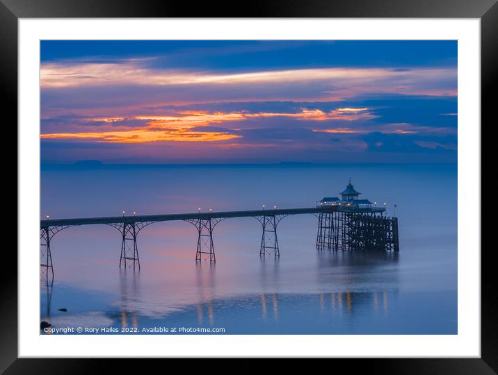 Clevedon Pier at sunset Framed Mounted Print by Rory Hailes