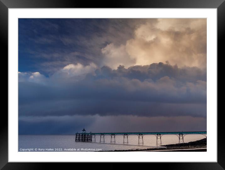Clevedon Pier on a stormy evening Framed Mounted Print by Rory Hailes