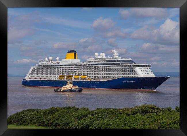 Cruise ship Spirt of Discovery heading into port Framed Print by Rory Hailes