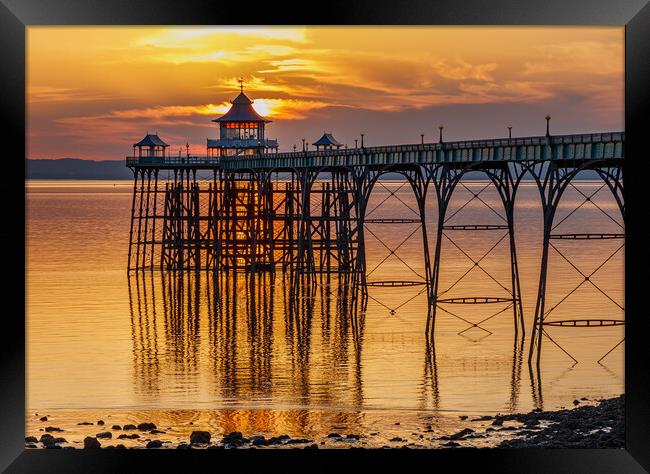 Clevedon Pier at sunset Framed Print by Rory Hailes