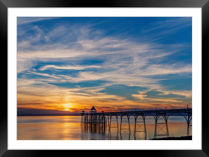 Clevedon Pier with a golden sunset Framed Mounted Print by Rory Hailes