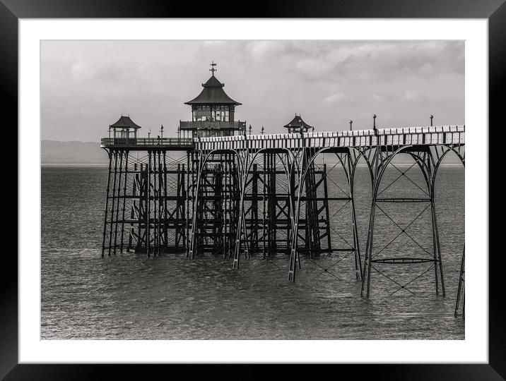 Black and white image of Clevedon Pier Framed Mounted Print by Rory Hailes