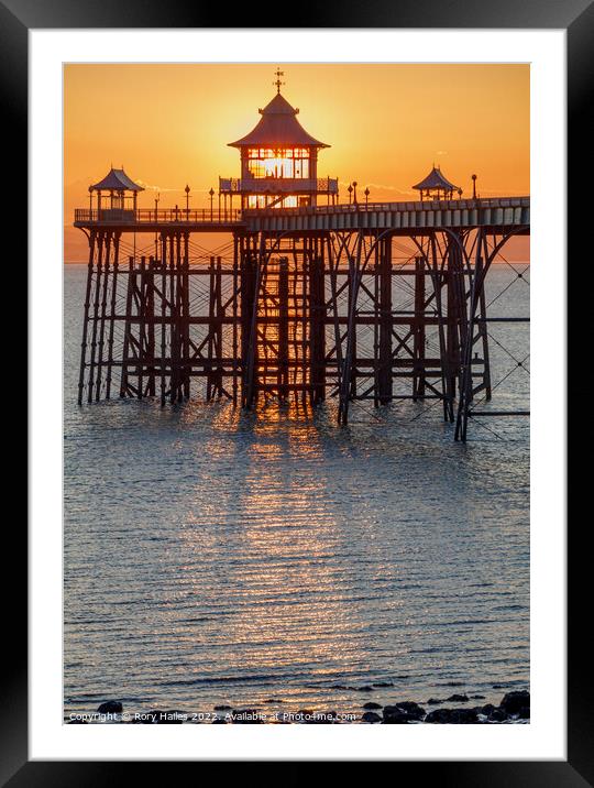 Clevedon Pier at sunset  Framed Mounted Print by Rory Hailes