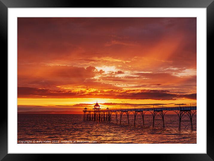 Clevedon Pier with dramatic sky Framed Mounted Print by Rory Hailes