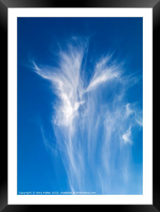 Cirrus clouds against a deep blue sky Framed Mounted Print by Rory Hailes