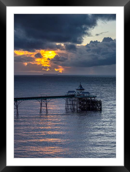 Clevedon pier at sunset Framed Mounted Print by Rory Hailes