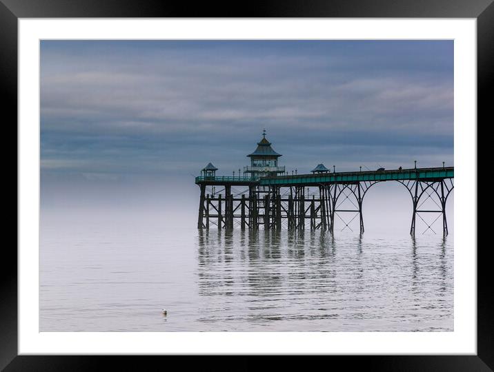 Clevedon Pier with the fog clearing Framed Mounted Print by Rory Hailes