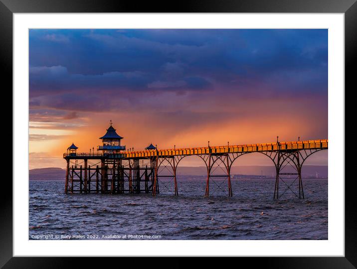 Clevedon Pier at sunset Framed Mounted Print by Rory Hailes