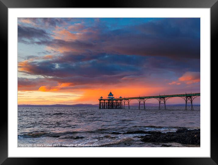 Clevedon Pier at sunset Framed Mounted Print by Rory Hailes