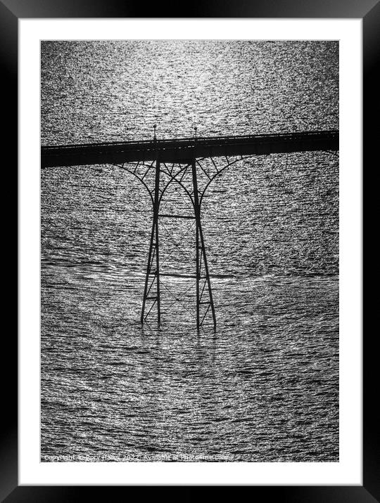 Black and white Clevedon Pier Framed Mounted Print by Rory Hailes