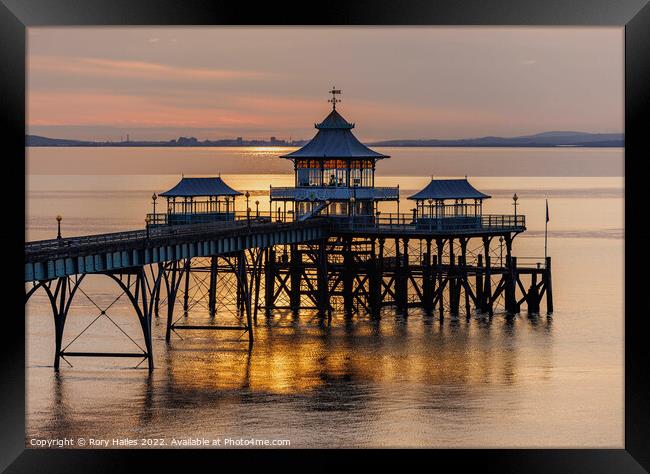 Clevedon Pier at sunset Framed Print by Rory Hailes