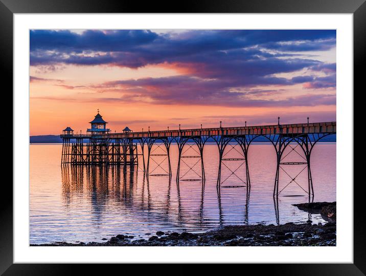Clevedon Pier at Sunset with a slight pinkish hue Framed Mounted Print by Rory Hailes