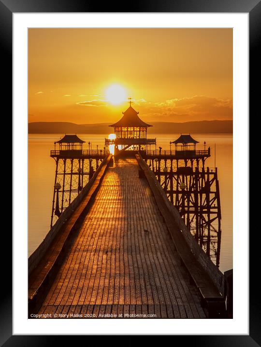 Clevedon Pier with a golden reflection Framed Mounted Print by Rory Hailes