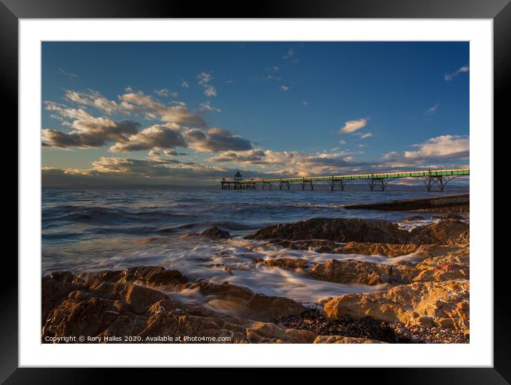 Clevedon Pier with blue sky Framed Mounted Print by Rory Hailes
