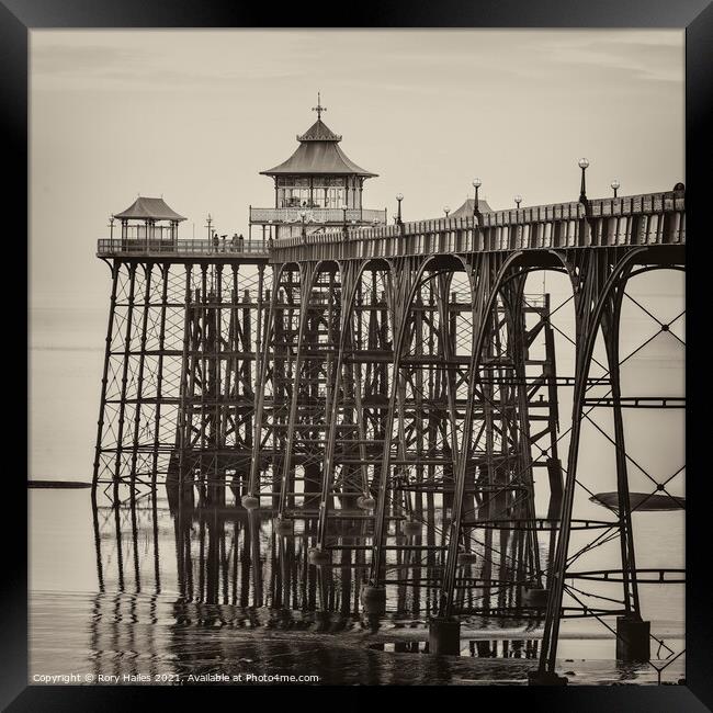 Sepia image of Clevedon Pier Framed Print by Rory Hailes