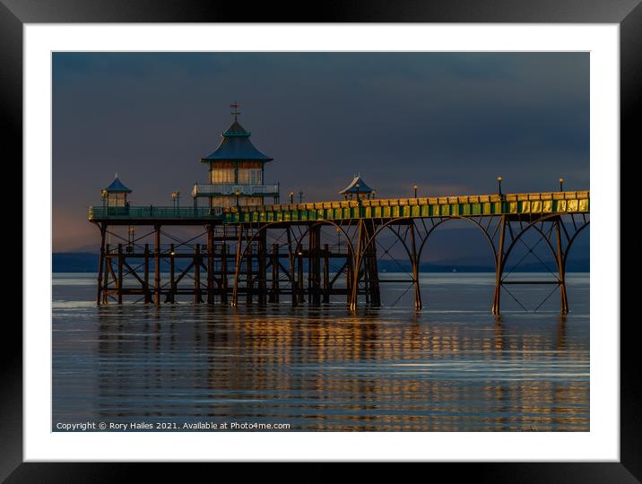Clevedon Pier with reflection. Framed Mounted Print by Rory Hailes