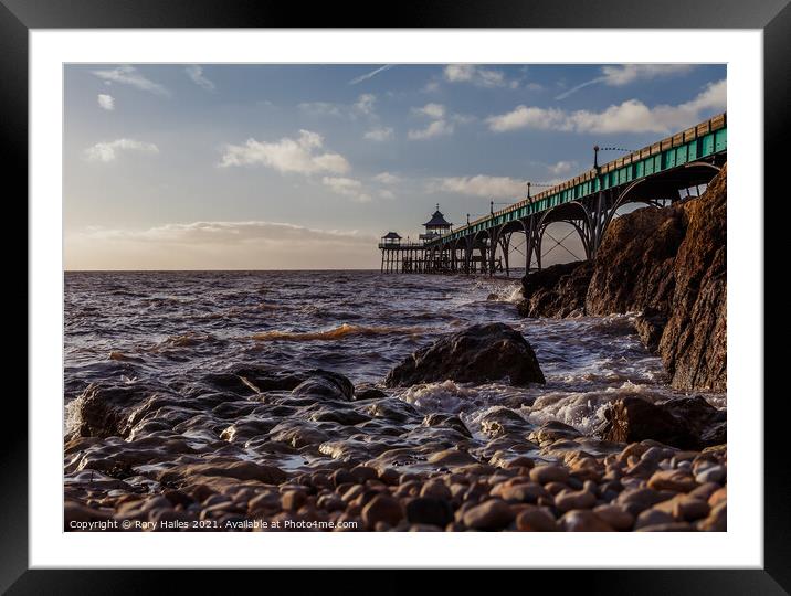 Clevedon Pier Rocks Framed Mounted Print by Rory Hailes