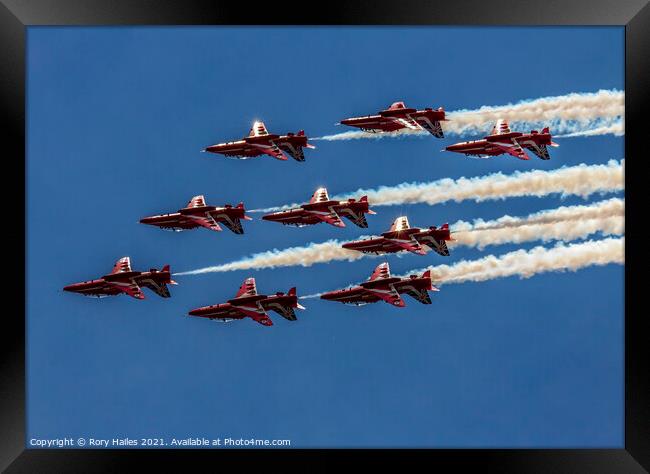 Red Arrows inverted Framed Print by Rory Hailes