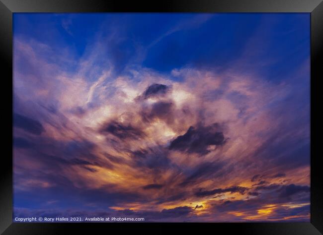 Multicoloured clouds Framed Print by Rory Hailes