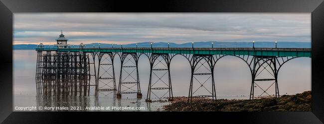 Clevedon Pier at Low tide Framed Print by Rory Hailes