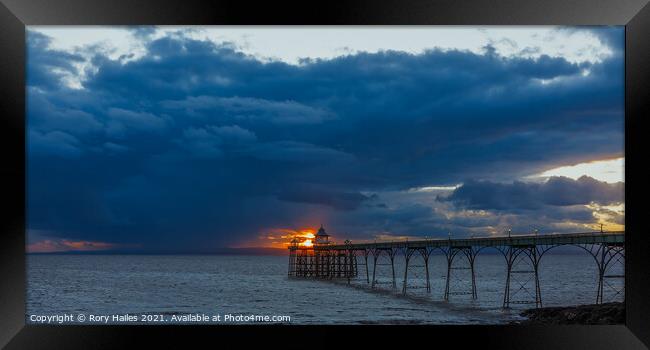 Clevedon Pier at Sunset Framed Print by Rory Hailes