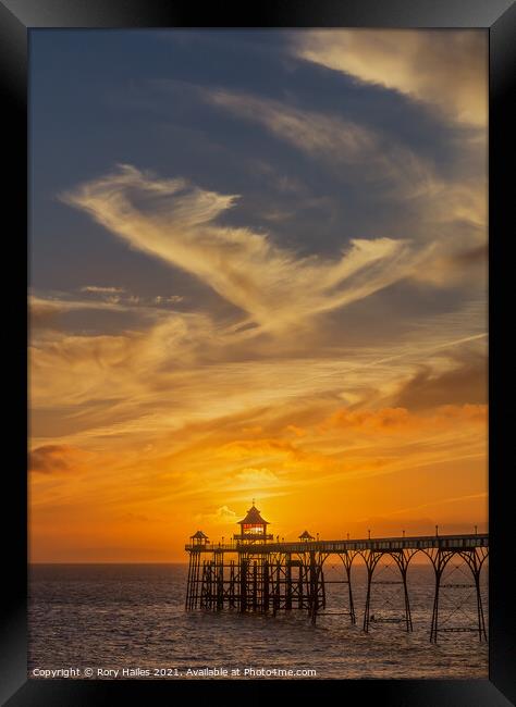 Clevedon Pier Sunset Framed Print by Rory Hailes