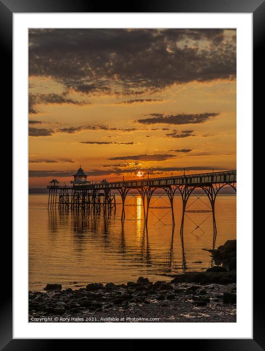 Clevedon Pier Sunset Framed Mounted Print by Rory Hailes