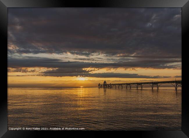 Clevedon Pier At Sunset Framed Print by Rory Hailes