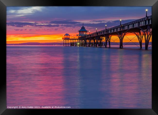 Clevedon Pier at Sunset Framed Print by Rory Hailes