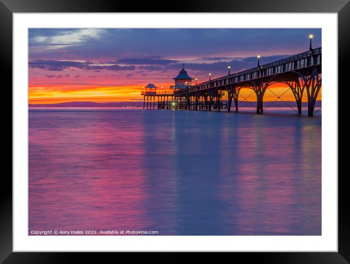 Clevedon Pier at Sunset Framed Mounted Print by Rory Hailes