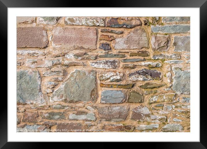 Old stone wall abstract background, with cement filling Framed Mounted Print by SnapT Photography