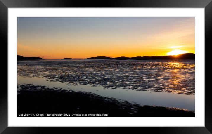 Golden winter sunset over Kirkcudbright Bay mudflats and the Dee estuary Framed Mounted Print by SnapT Photography
