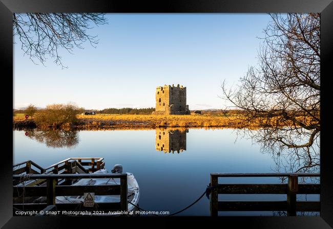 The boat crossing at Threave Castle, reflecting on the River Dee Framed Print by SnapT Photography