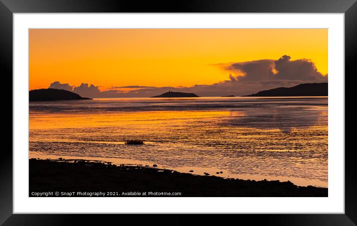 A golden winter sunset reflecting over Kirkcudbright Bay and Ross Island Framed Mounted Print by SnapT Photography