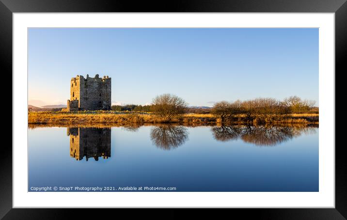 Landscape of Threave Island and Castle reflecting on the River Dee in winter Framed Mounted Print by SnapT Photography