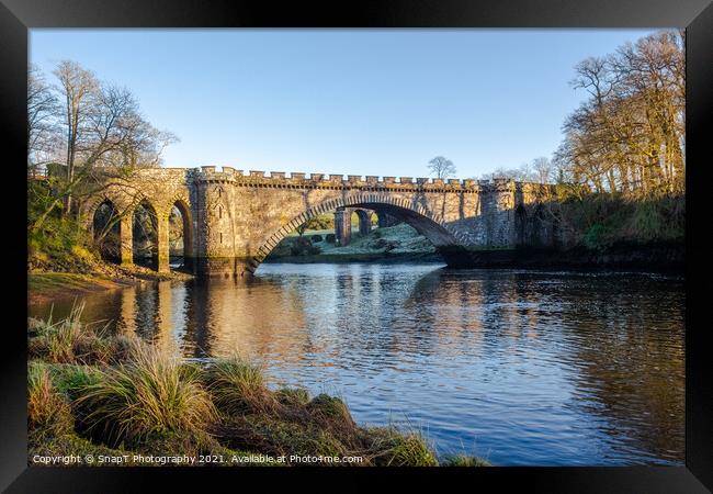 The lower bridge pool on the River Dee at Telford Bridge in Tongland, Scotland Framed Print by SnapT Photography