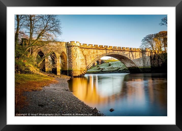 Long exposure of the River Dee at Telford Bridge in the winter, Scotland Framed Mounted Print by SnapT Photography