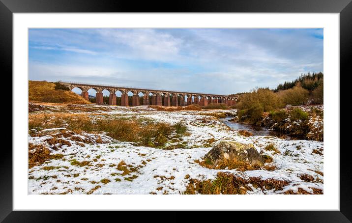 Big Water of Fleet and railway viaduct, surrounded by snow in the winter Framed Mounted Print by SnapT Photography