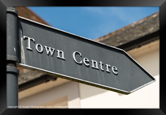 Old vintage town centre arrow shaped sign, pointing the direction Framed Print by SnapT Photography