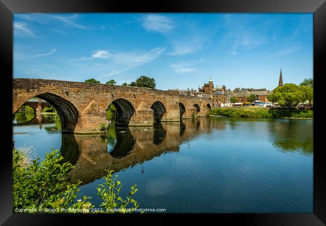 The Medieval Devorgilla Bridge, reflecting on the River Nith Framed Print by SnapT Photography