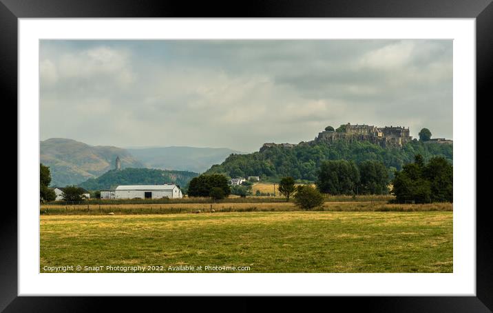 Stirling Castle and Wallace Monument, with the Ochil Hills in background Framed Mounted Print by SnapT Photography