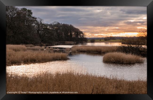 Sunset over islands and channels on the River Dee at Threave Estate in winter Framed Print by SnapT Photography
