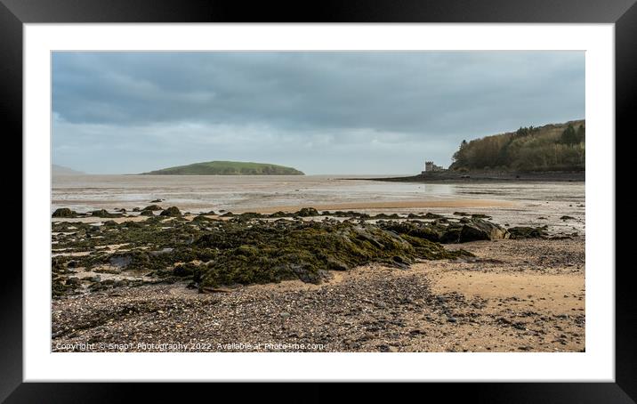 Low tide over Balcary Bay with Heston Island and Balcary Tower in the background Framed Mounted Print by SnapT Photography