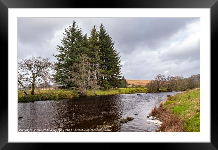 The Long Pool on the Water of Deugh river near Carsphairn in winter, Dumfries and Galloway, Scotland Framed Mounted Print by SnapT Photography