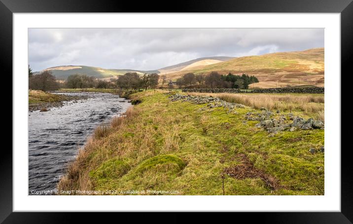 Close up of dredged river rocks offering flood bank protection for fields Framed Mounted Print by SnapT Photography