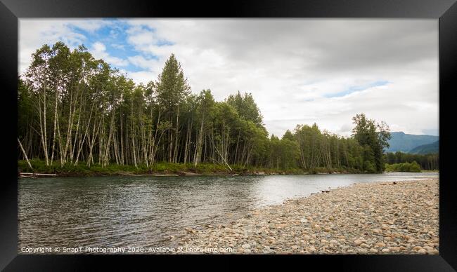 The Kitimat River in British Columbia, Canada, on a summers day Framed Print by SnapT Photography