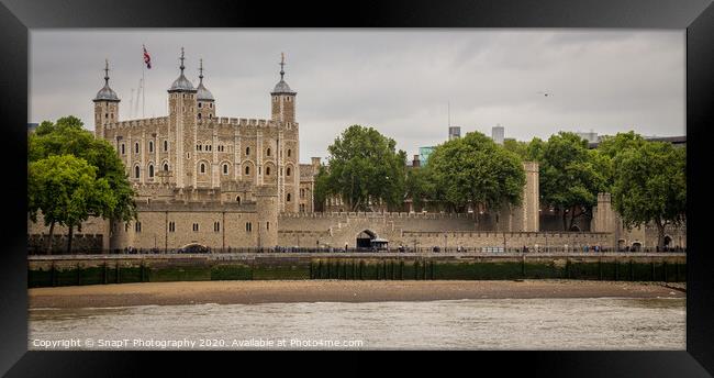 The Tower of London and River Thames on a cloudy summers day Framed Print by SnapT Photography