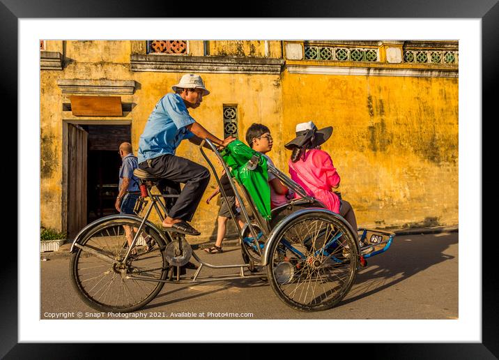 A tour through the ancient old town by cyclo ride Framed Mounted Print by SnapT Photography