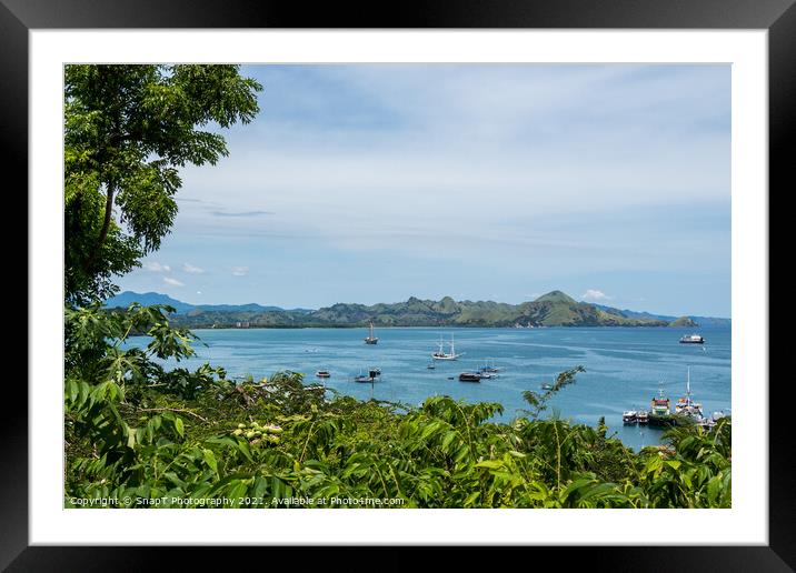 A view over Labuan Bajo harbour and Palua Karawo in early morning, Indonesia Framed Mounted Print by SnapT Photography